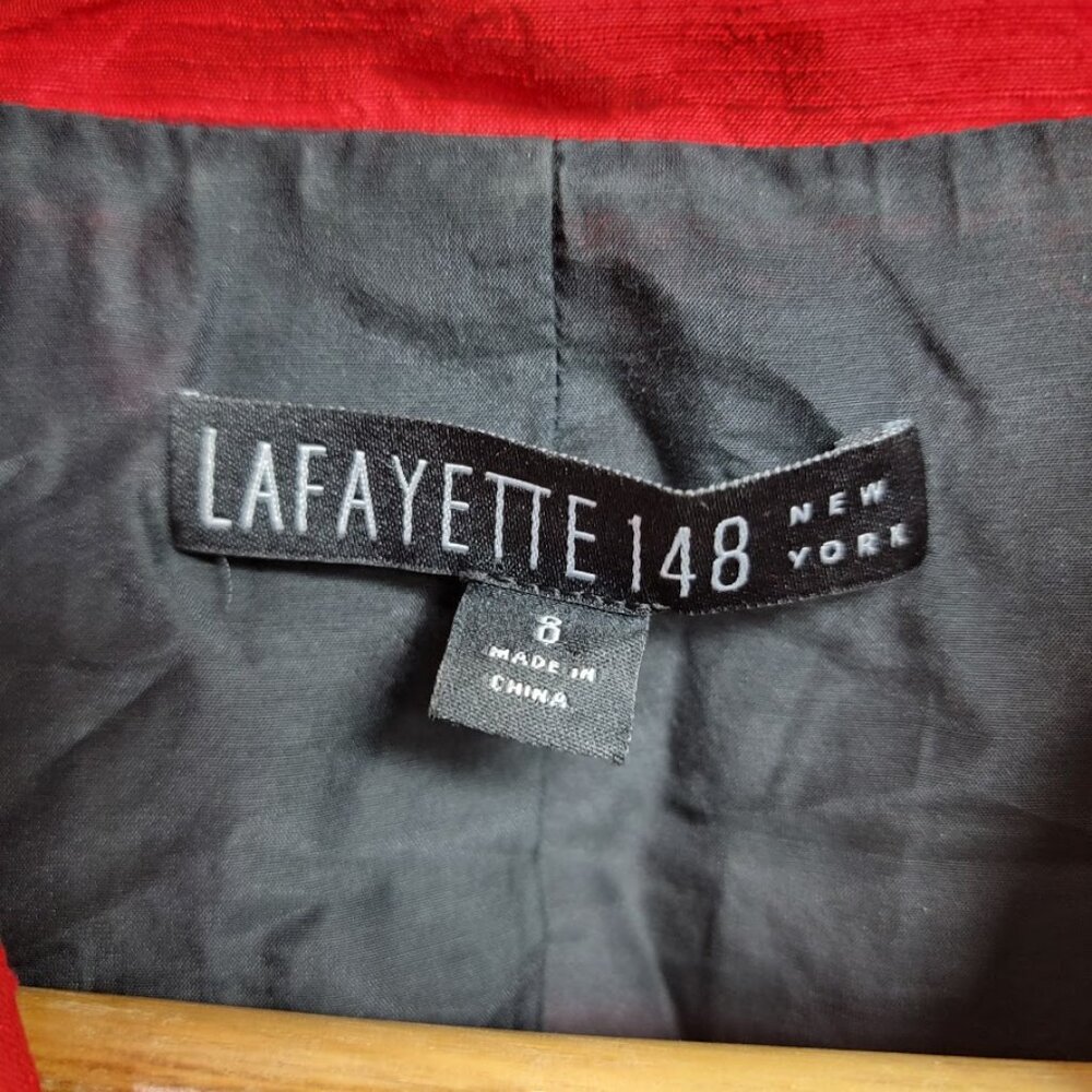 Lafayette 148 Womens Red 100% Silk Professional Blazer Jacket Sz 8 Luxury Career - Picture 5 of 12